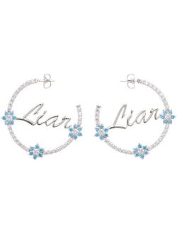 SSENSE Exclusive White & Blue JIWINAIA Edition 'Liar' Hoop Earrings