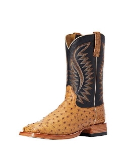 Men's Gallup Ostrich Western Boot Wide Square Toe