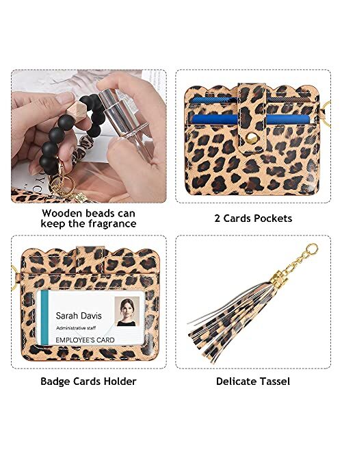 Doormoon Keychain Bracelet, Elastic Silicone Beads Wristlet Keys Ring with Cards Holder & Tassel for Cars Key Keychains
