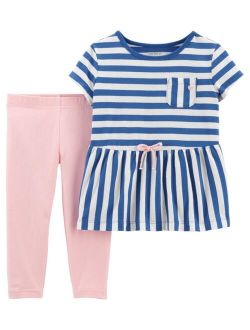 Baby Girls 2-Piece Striped Jersey T-shirt and Leggings Set
