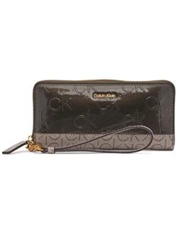 Women's Key Item Saffiano Continental Zip Around Wallet with Wristlet Strap