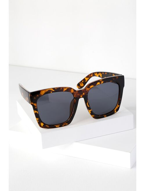 Lulus Edna Tortoise Oversized Sunglasses