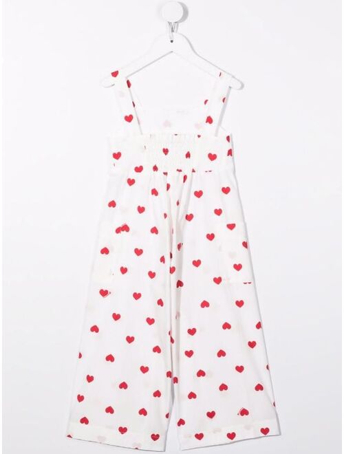 Monnalisa heart-print cotton jumpsuit