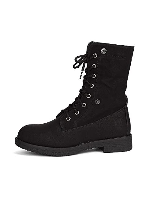 DREAM PAIRS Women's Montreal Faux Fur Winter Combat Boots Ankle Bootie