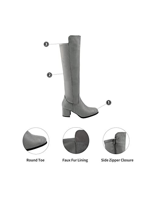 DREAM PAIRS Women's Knee High Stretchy Fashion Boots