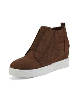 Womens Platform Wedge Sneakers Ankle Booties