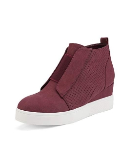 Womens Platform Wedge Sneakers Ankle Booties