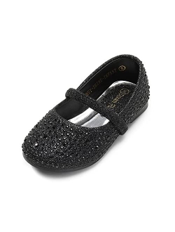 Girls Mary Jane Rhinestone Studded Slip On Ballet Flats Toddler