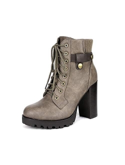 Women's Fashion Ankle Boots - Chunky High Heel Booties