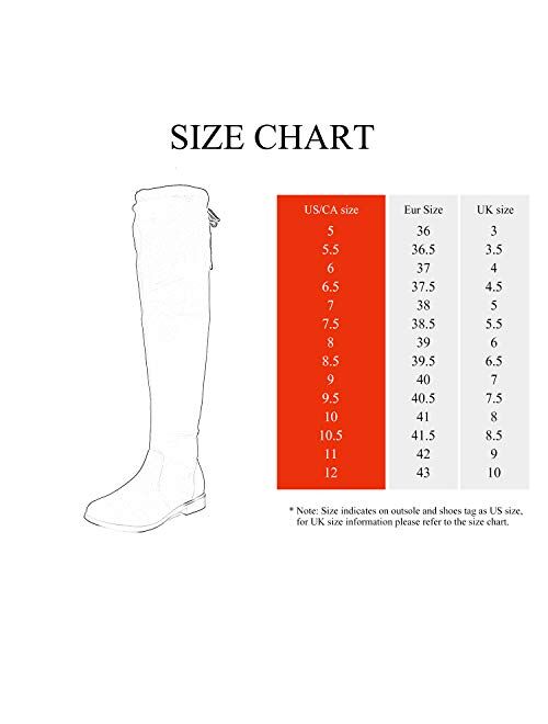 DREAM PAIRS Women's Low Heel Thigh High Over The Knee Flat Winter Boots