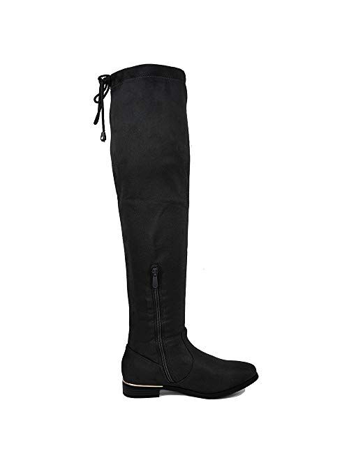 DREAM PAIRS Women's Low Heel Thigh High Over The Knee Flat Winter Boots