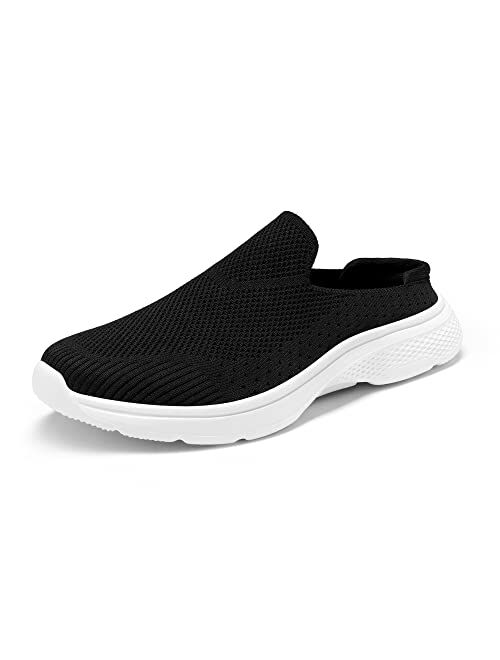 DREAM PAIRS Women's Mules Shoes Slip on Sneakers Knit Flats Platform Lightweight Breathable Non-Slip Walking Shoes