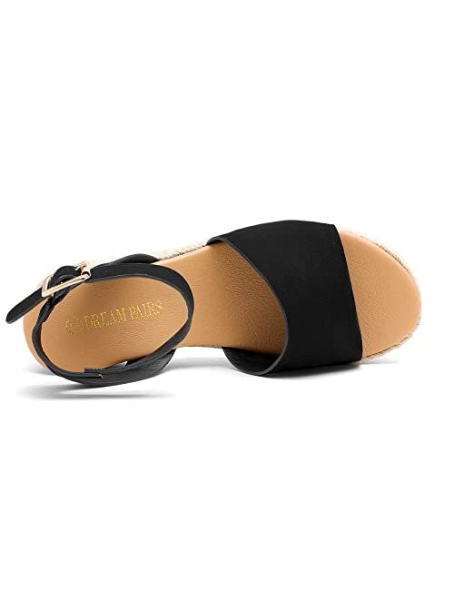 DREAM PAIRS Women's Platform Ankle Strap Open Toe Espadrille Wedge Sandals