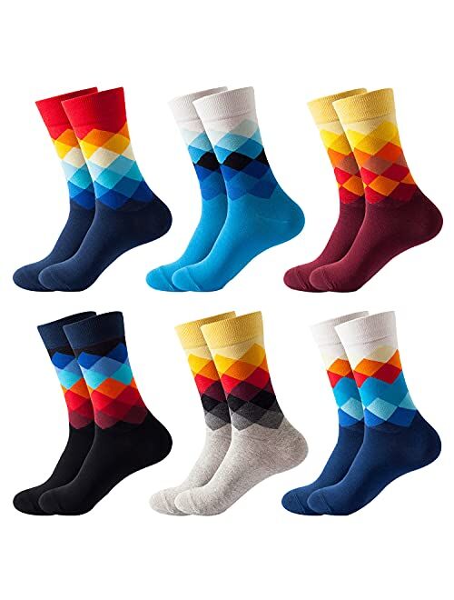 DRASEX Men's Colorful Dress Socks Novelty Funny Fancy Funky Patterned Crew Sock Casual Crazy Socks for Men