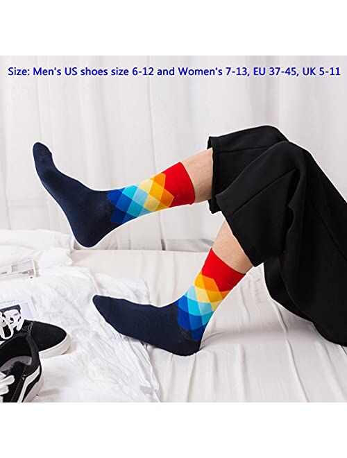DRASEX Men's Colorful Dress Socks Novelty Funny Fancy Funky Patterned Crew Sock Casual Crazy Socks for Men
