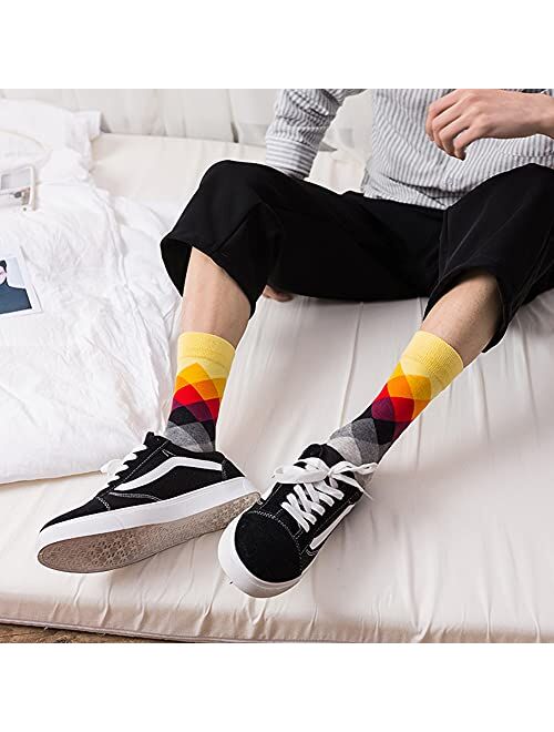 DRASEX Men's Colorful Dress Socks Novelty Funny Fancy Funky Patterned Crew Sock Casual Crazy Socks for Men