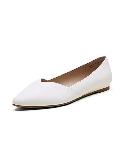 Womens Wide Width Pointed Toe Dress Ballet Comfortable Cute Work Flats Shoes