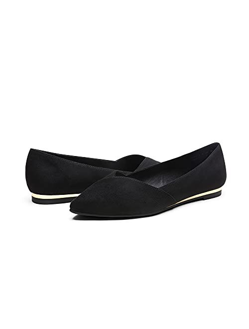 DREAM PAIRS Women’s Wide Width Pointed Toe Dress Ballet Comfortable Cute Work Flats Shoes
