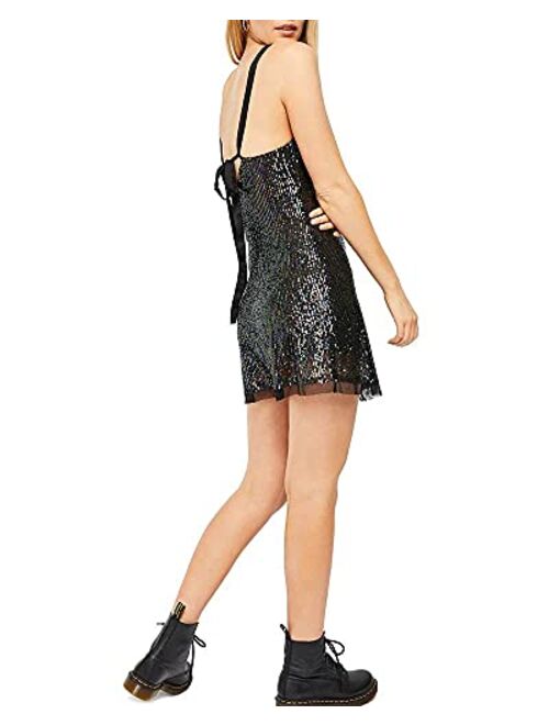 Free People Intimately Womens Gold Rush Sequined Tie Back Mini Dress