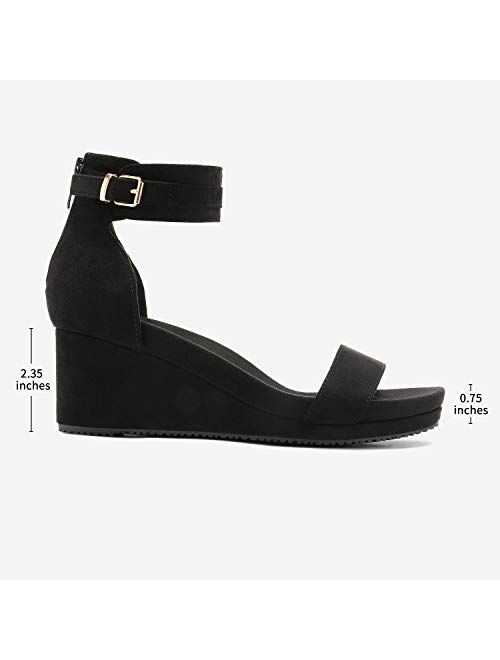 DREAM PAIRS Women's Open Toe Buckle Ankle Strap Platform Wedge Sandals