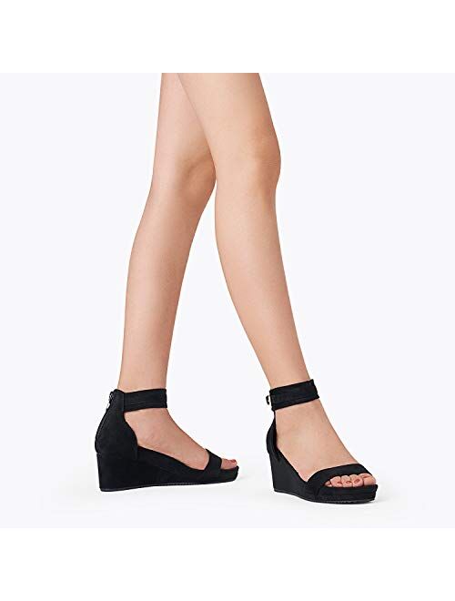 DREAM PAIRS Women's Open Toe Buckle Ankle Strap Platform Wedge Sandals