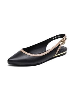 Women's Pointed Toe Ballet Comfortable Dressy Slingback Flats Shoes