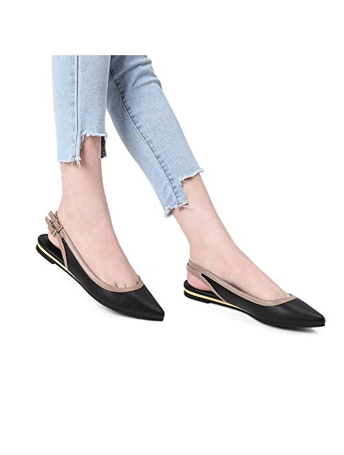 DREAM PAIRS Women's Pointed Toe Ballet Comfortable Dressy Slingback Flats Shoes