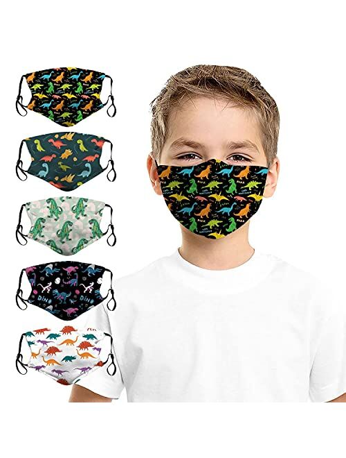Melitolay 5Pcs Kids Face Mask Adjustable Bandana Balaclava Face Covering Reusable Washable Dust Mask for Boys Girls