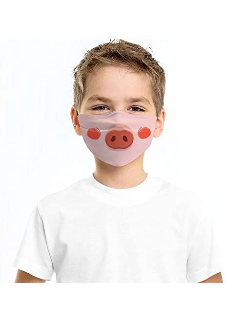 Dsenwoky 5PCS Kid Cute Funny Face Mask Balaclava Face Mouth Cover with Filters Adjustable Strap Reusable Breathable Windproof_A