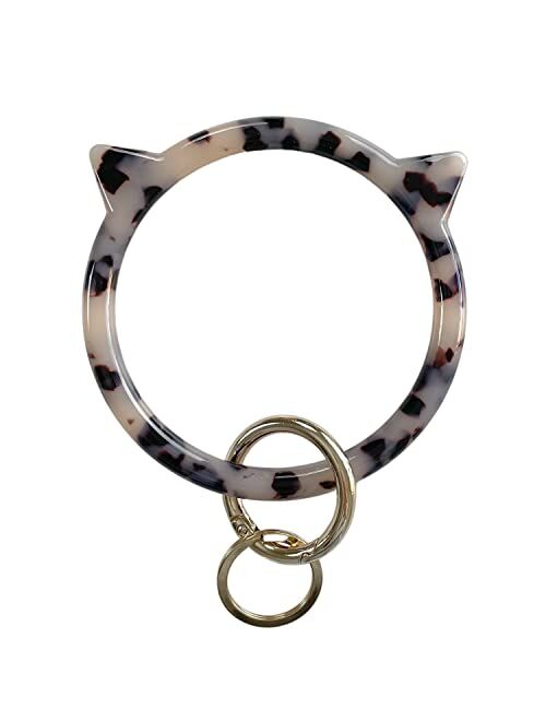 Catsy Cat Key Ring Bracelet Wristlet Keychain Keychains Bangle Keyring for Women Girls Key Animal Chain Holder Wrist Car Wallet