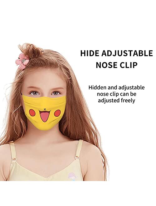 Cositdagli Washable Kids Face Masks Reusable Face Cover Set Adjustable Earloop Cute Funny Balaclavas for Boys Girls, 4Pack