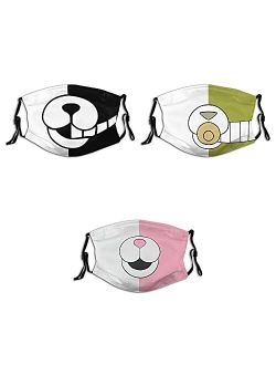 Sfztuh Kids Funny Face Mask 3pc with 6 Filters Washable Reusable - Adjustable Cartoon Face Mask For Boys Girls Children