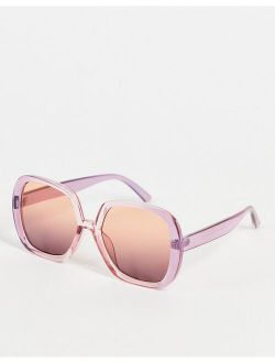 recycled frame oversized 70s sunglasses in pink fade