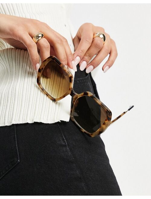 ASOS DESIGN recycled frame oversized 70s sunglasses in milky tort
