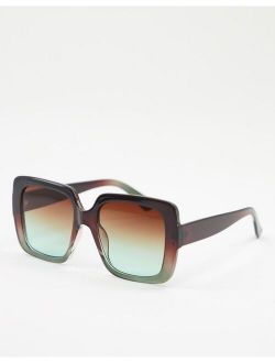 oversized 70s sunglasses in brown green fade lens