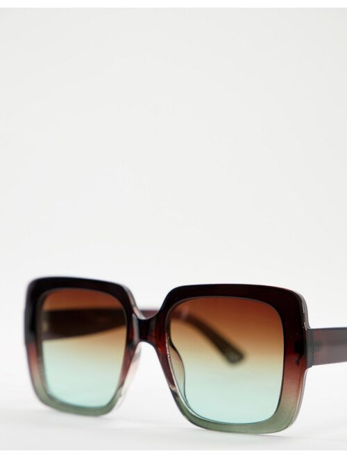 ASOS DESIGN oversized 70s sunglasses in brown green fade lens
