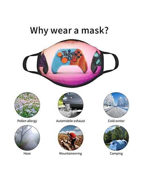 Ocahuel 6PCS Youth Face Mask Funny Gamepad Reusable Mask Washable Mouth Covers With Adjustable Ear Loops Boys Girls ( 12 Filters )