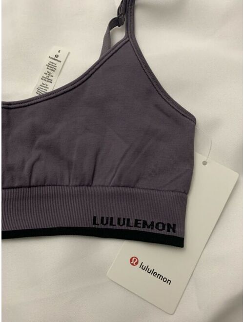 Lululemon Iconic Sweat Bra NWT Size 8 GRHP/BLK Seamless Straight Strap Logo