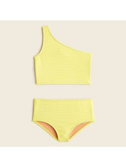 Girls' ribbed one-shoulder two-piece swimsuit with UPF 50