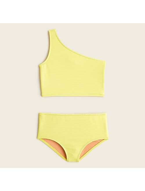 J.Crew Girls' ribbed one-shoulder two-piece swimsuit with UPF 50+