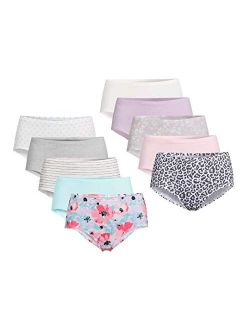 Assorted Prints & Solids 10 Pair Cotton/Polyester Brief Panties