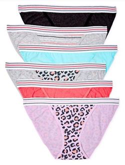 Animal Prints & Assorted Cotton Stretch 6 Pair Soft String Bikini Panties