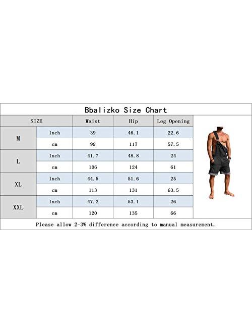 Bbalizko Mens Bib Overalls Denim Shorts Jean Romper One Piece Casual Loose Fit Walkshort Jumpsuit