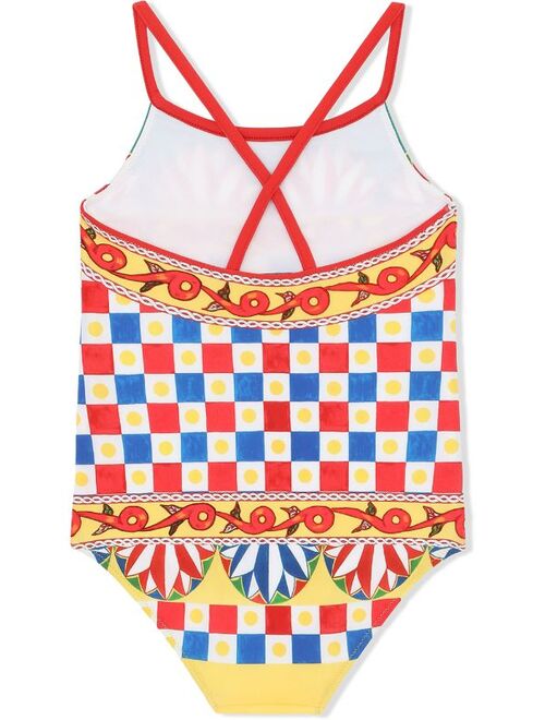 Dolce & Gabbana Kids mixed-print swimsuit