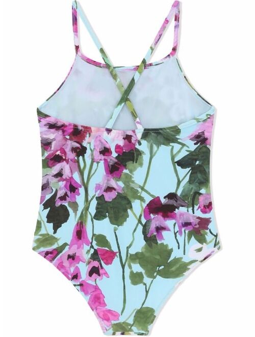 Dolce & Gabbana Kids sleeveless bellflower-print swimsuit