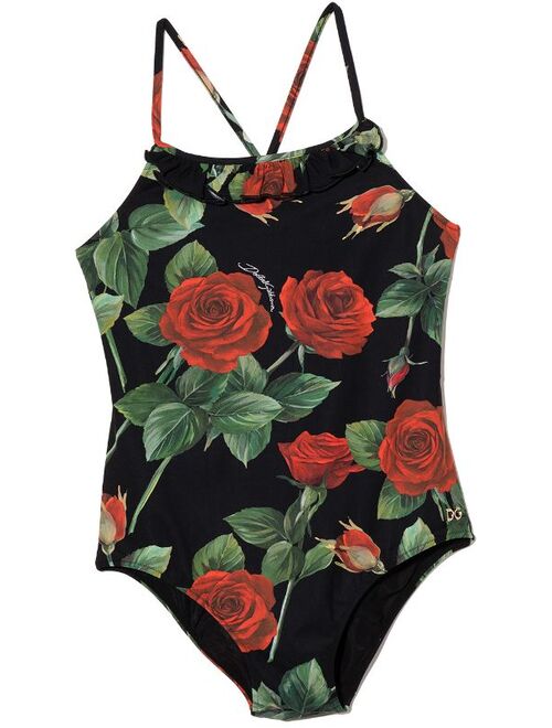 Dolce & Gabbana Kids rose print swimsuit