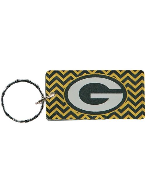 Stockdale Multi Green Bay Packers Chevron Printed Acrylic Team Color Logo Keychain