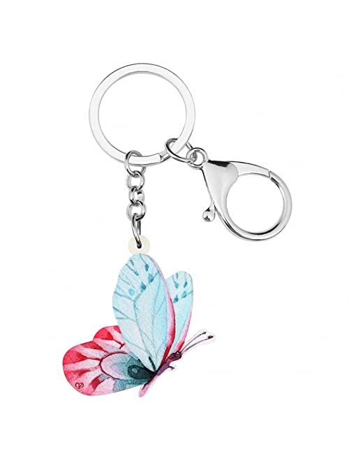Naislu Acrylic Cute Floral Butterfly Keychains Keyring Long Insect Animal Key Chain Jewelry Gift for Women Girls Kid Gift