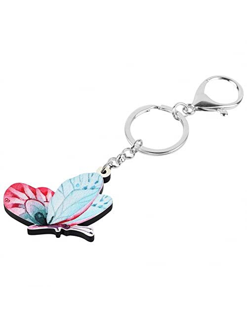 Naislu Acrylic Cute Floral Butterfly Keychains Keyring Long Insect Animal Key Chain Jewelry Gift for Women Girls Kid Gift