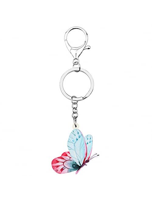 Naislu Acrylic Cute Floral Butterfly Keychains Keyring Long Insect Animal Key Chain Jewelry Gift for Women Girls Kid Gift